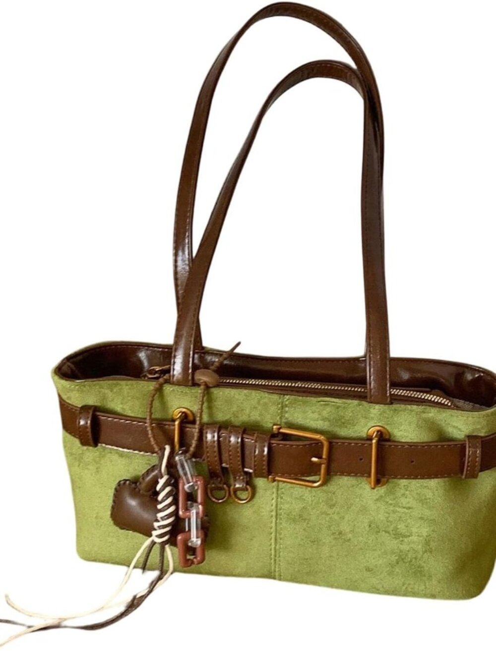 Women's Faux Suede Double Strap Retro Vintage Shoulder Handbags